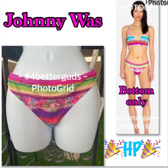 Johnny Was Other - NEW Johnny Was Natalia Hipster Colorful Abstract Print Bikini Bottom Size LG 12